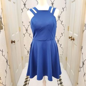 B. Smart Double Strap cobalt blue mini dress. Skater swing style. Junior Size 11